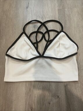 Lovely Day White & Black Strappy Crop Bralette